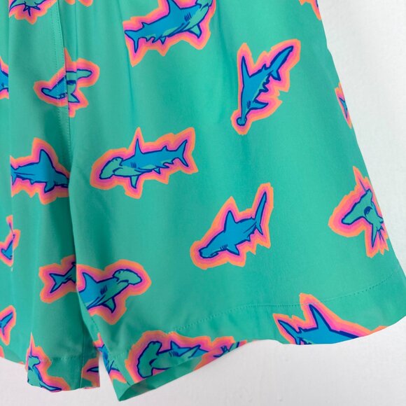 NWOT Chubbies Classic Swim Trunk 7" The Apex Swimmers Teal Sharks Size Large L - Picture 4 of 13